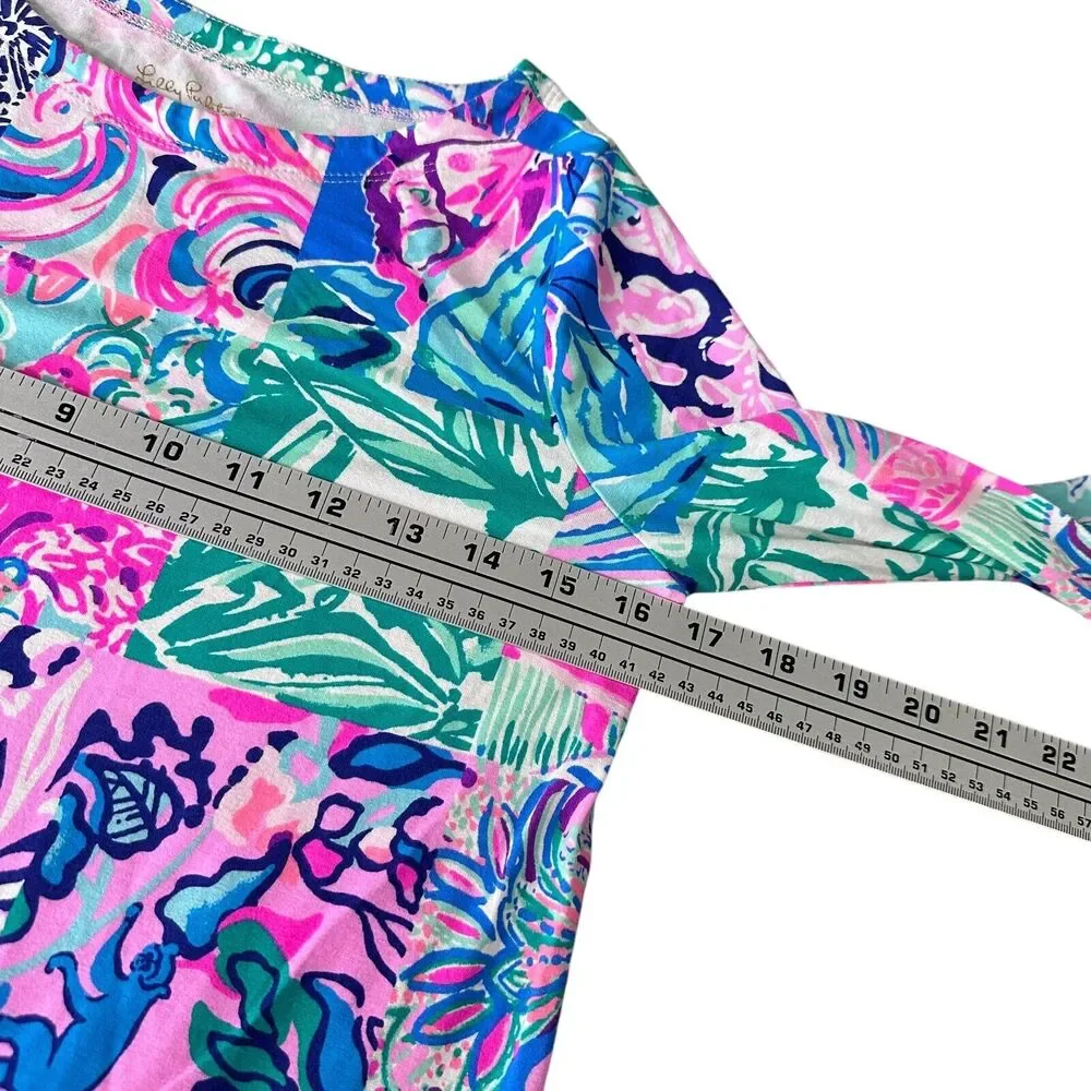 Lilly Pulitzer Sophie Shift‎ Dress Girls XL 12-14 Pink Blue Patch To Match Rayon
